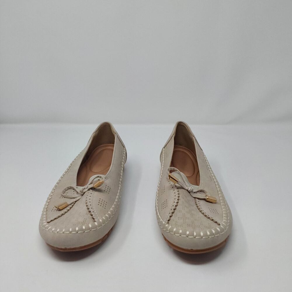 Women’s Comfort Loafer Flats Beige Faux Suede Slip On Driving Moccasins Bow
